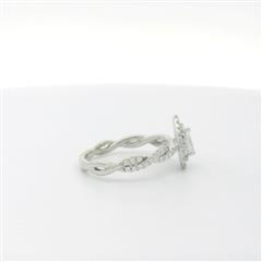 10k White Gold Pear Shaped Diamond Cluster Engagement Ring - Size 6.75